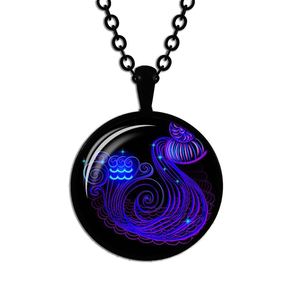 Aquarius   925 Sterling Silver High Quality Astrology Necklace